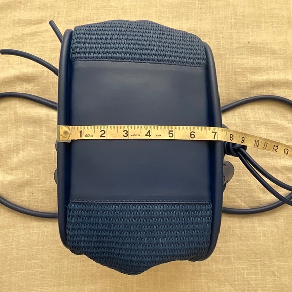 •NWT Proenza Schouler Raffia Leather Large Ruched Tote & Zip Pouch Cobalt/Silver - Picture 13 of 16